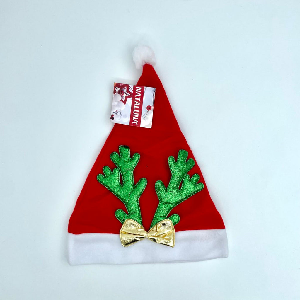 כובע סנטה מעוצב קרני אייל בצבע ירוק - באריזה 4 יח' Hacontainer