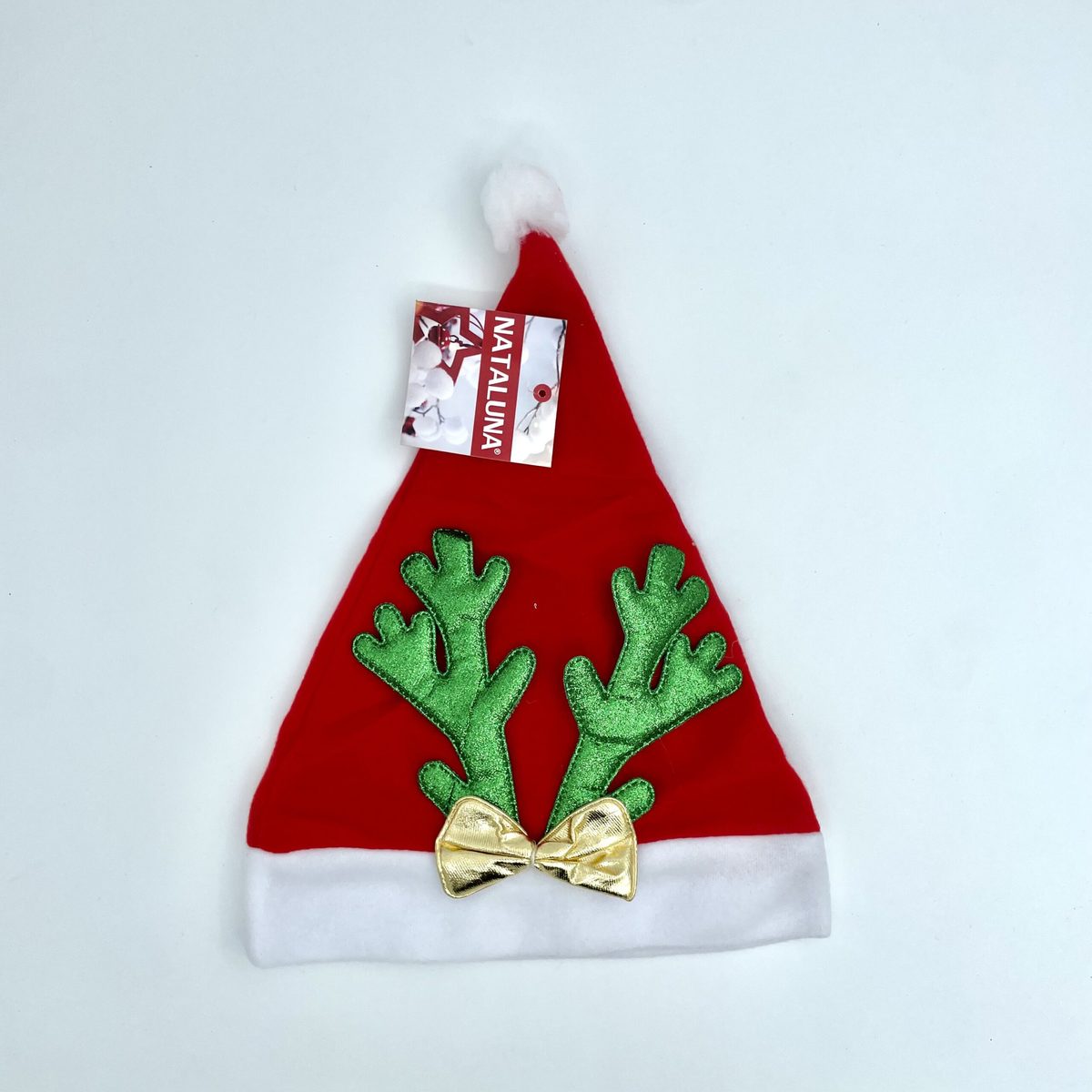 כובע סנטה מעוצב קרני אייל בצבע ירוק - באריזה 4 יח' Hacontainer