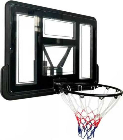 לוח כדורסל שקוף מקצועי 110/75 ס"מ עם הרחקה מהקיר DUNK M007