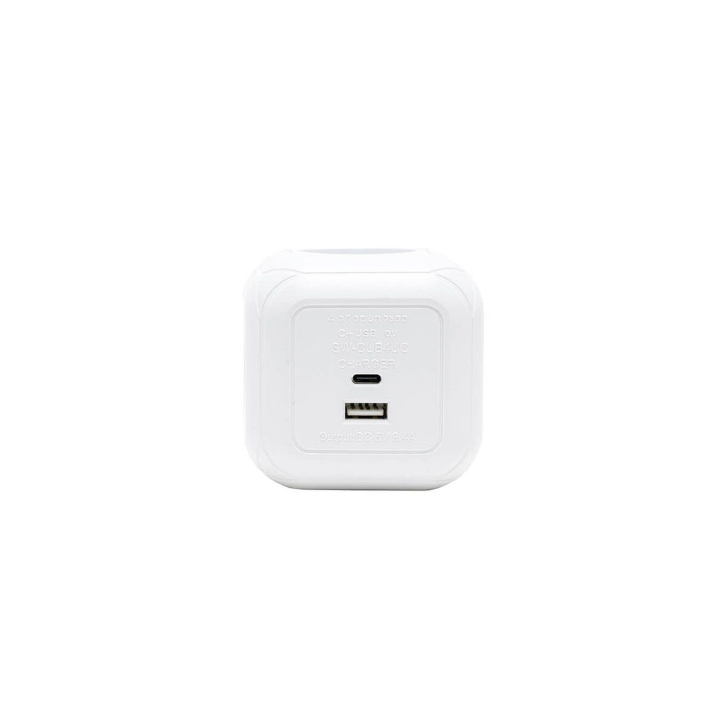 קובייה מפצל חשמל 4 שקעים + TYPE C ו-USB דגם SW-CUB4UC סמיקום semicom SEMICOM LAXIS