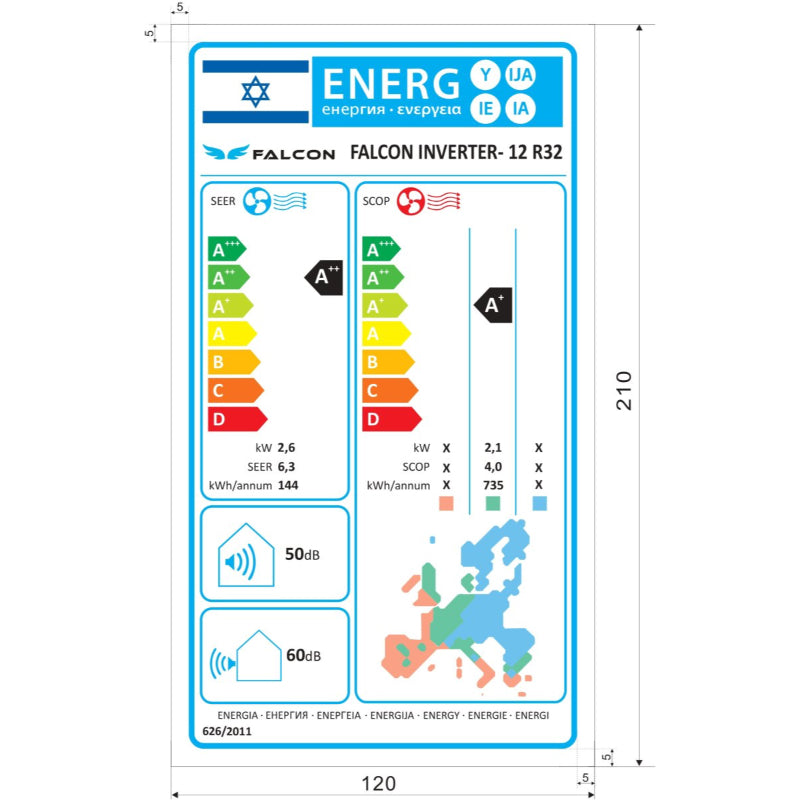 מזגן עילי דגם Family Falcon INVERTER 12 פמילי Familyline